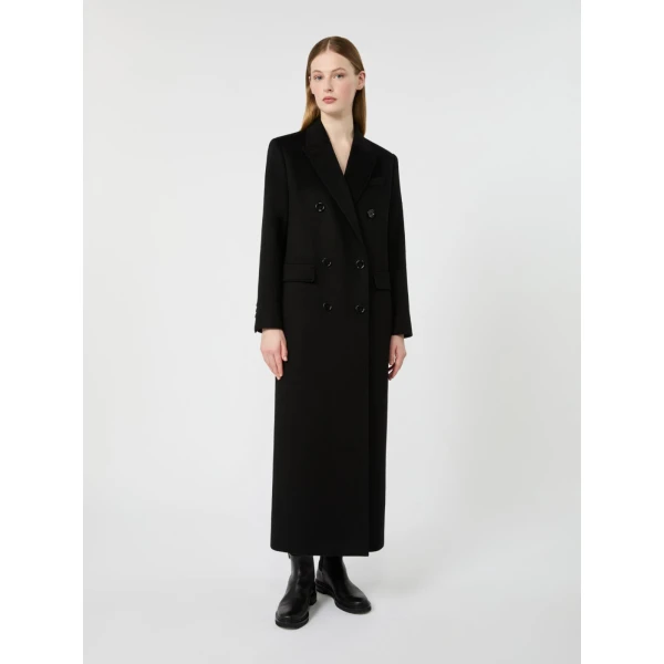 Max Mara Effige Double-Breasted Tuxedo Wool Coat in Black | Wool Coat | Coveti