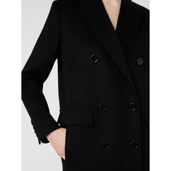 Max Mara Effige Double-Breasted Tuxedo Wool Coat in Black | Wool Coat | Coveti