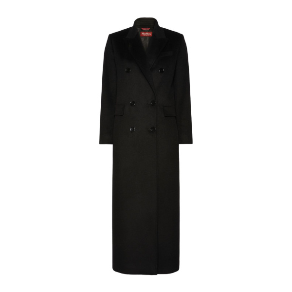 Max Mara Effige Double-Breasted Tuxedo Wool Coat in Black | Wool Coat | Coveti