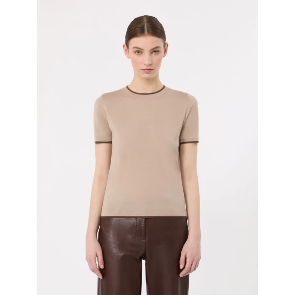 Max Mara Egidio Short-Sleeved Wool Jumper in Beige | Sweaters | Coveti