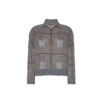 Max Mara Egizio Jacquard Wool, Mohair and Cashmere Cardigan in Medium Grey | Cardigan | Coveti