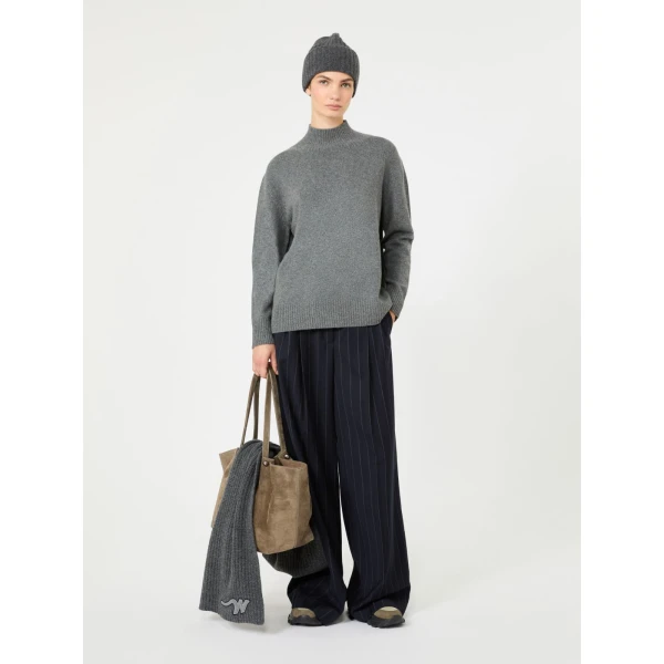 Max Mara Elegia Cashmere Roll-Neck Jumper in Dark Grey | Turtlenecks | Coveti