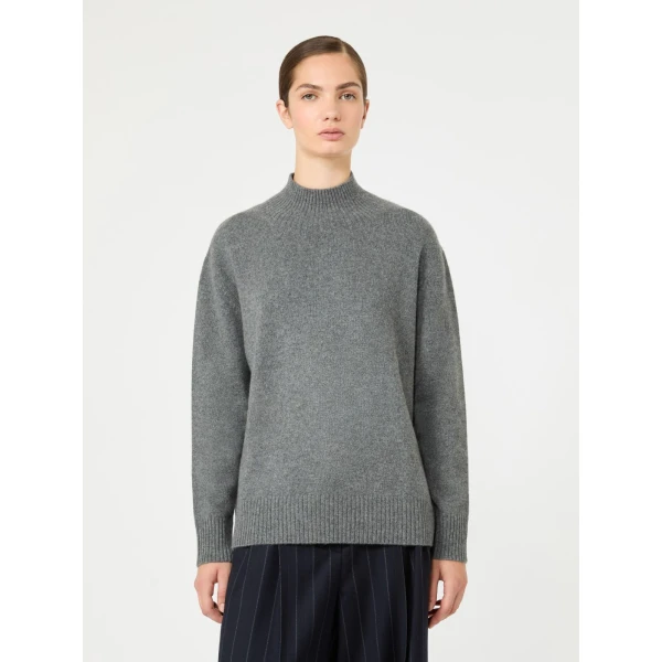 Max Mara Elegia Cashmere Roll-Neck Jumper in Dark Grey | Turtlenecks | Coveti