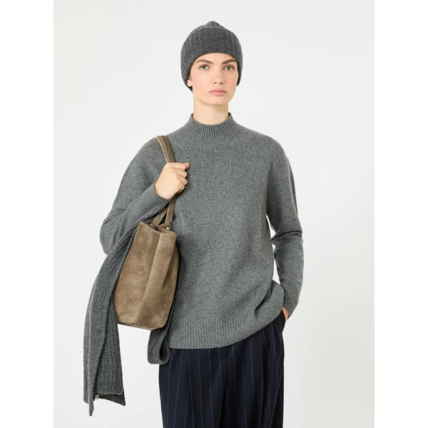 Max Mara Elegia Cashmere Roll-Neck Jumper in Dark Grey | Turtlenecks | Coveti