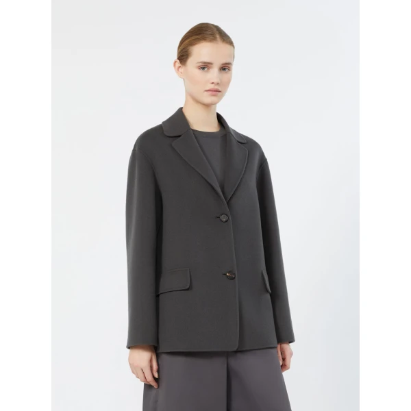 Max Mara Elfi Wool Drap Jacket in Dark Grey | Blazers | Coveti