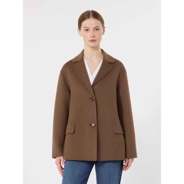 Max Mara Elfi Wool Drap Jacket in Mud | Blazers | Coveti