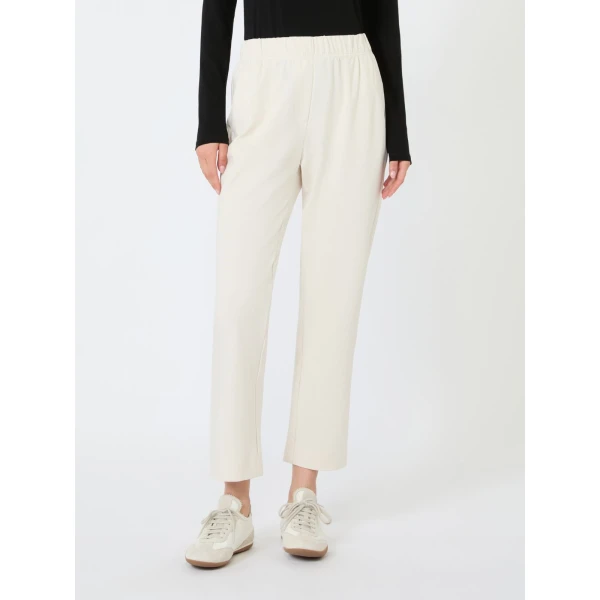 Max Mara Elfo Milano Knit Jersey Trousers in Ivory | Tailored pants | Coveti