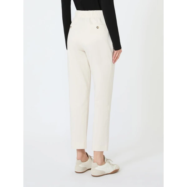 Max Mara Elfo Milano Knit Jersey Trousers in Ivory | Tailored pants | Coveti
