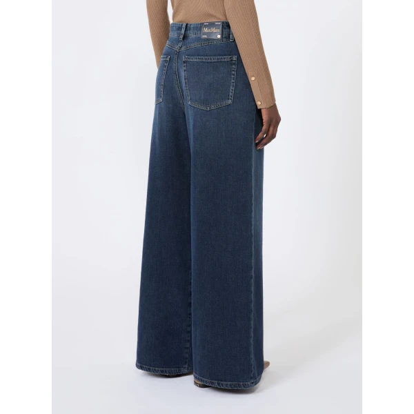Max Mara Elia Wide-Leg Cotton Denim Jeans in Midnight Blue | Denim | Coveti