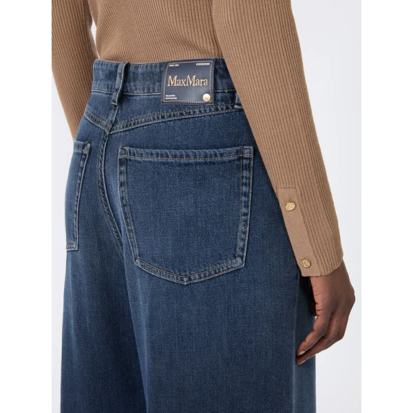 Max Mara Elia Wide-Leg Cotton Denim Jeans in Midnight Blue | Denim | Coveti