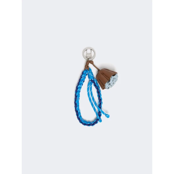 Max Mara Elica Nappa Leather and Rope Keyring in Cornflower Blue | Bag charms | Coveti