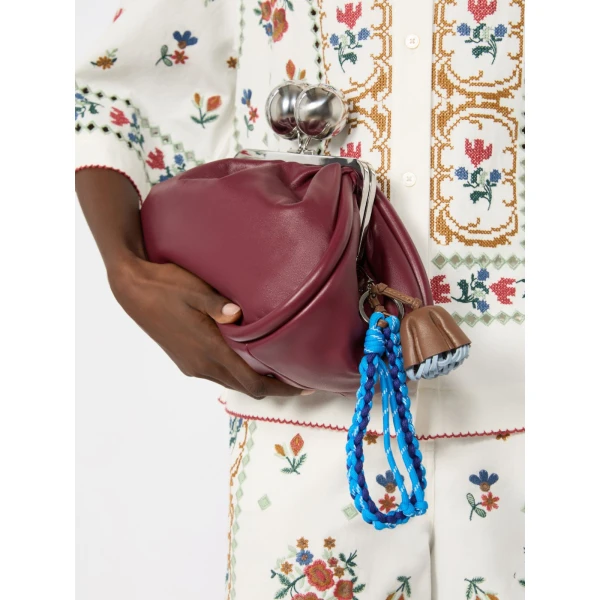 Max Mara Elica Nappa Leather and Rope Keyring in Cornflower Blue | Bag charms | Coveti