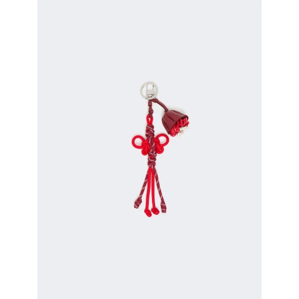 Max Mara Elica Nappa Leather and Rope Keyring in Red | Bag charms | Coveti