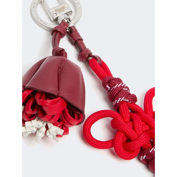 Max Mara Elica Nappa Leather and Rope Keyring in Red | Bag charms | Coveti