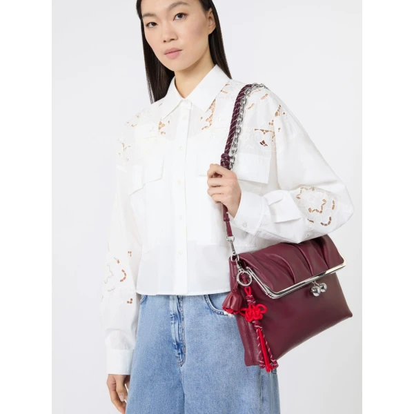 Max Mara Elica Nappa Leather and Rope Keyring in Red | Bag charms | Coveti