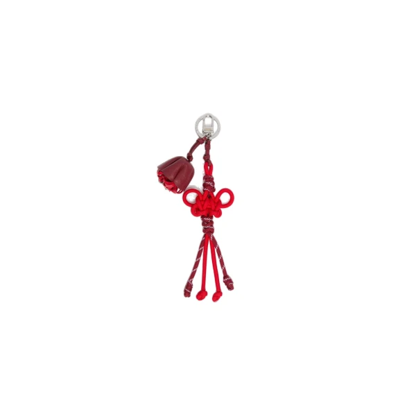 Max Mara Elica Nappa Leather and Rope Keyring in Red | Bag charms | Coveti