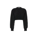 Max Mara Eliche Melange Mohair Cropped Jumper in Dark Grey | Sweaters | Coveti