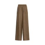 Max Mara Eliseo Printed Silk Relaxed Trousers in Khaki | Wide leg pants | Coveti