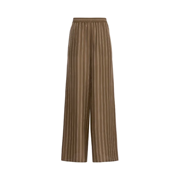 Eliseo Printed Silk Relaxed Trousers in Khaki