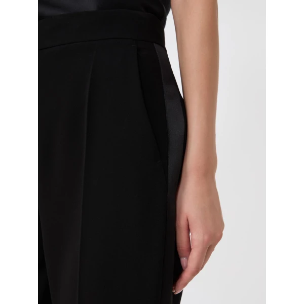 Max Mara Eliseo Tuxedo-Style Cady Trousers in Black | Tailored pants | Coveti