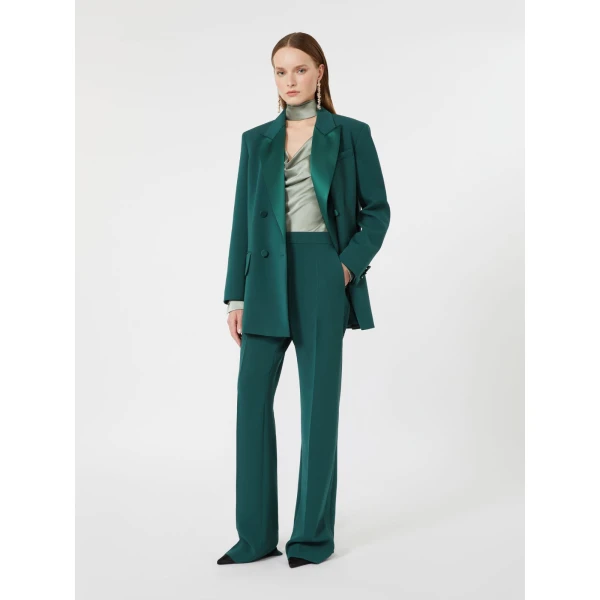 Max Mara Eliseo Tuxedo-Style Cady Trousers in Dark Green | Tailored pants | Coveti