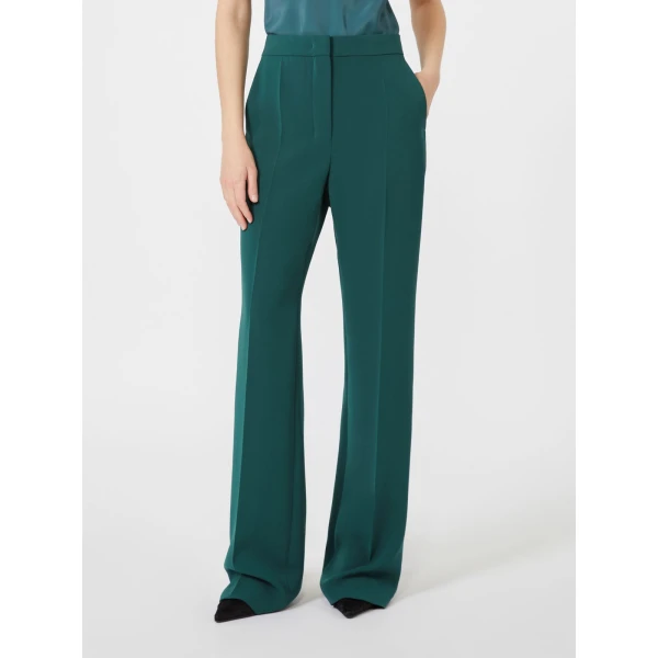 Max Mara Eliseo Tuxedo-Style Cady Trousers in Dark Green | Tailored pants | Coveti