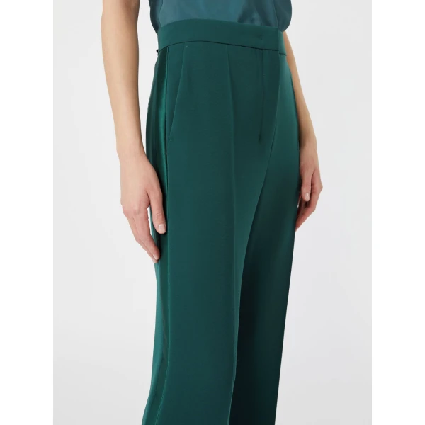 Max Mara Eliseo Tuxedo-Style Cady Trousers in Dark Green | Tailored pants | Coveti