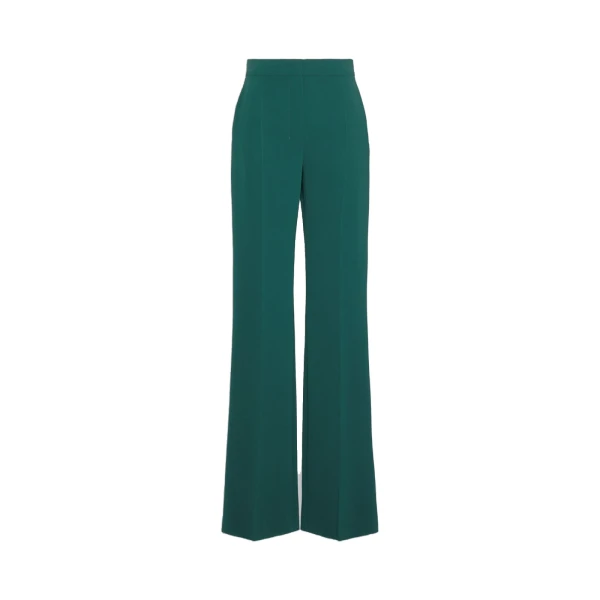 Max Mara Eliseo Tuxedo-Style Cady Trousers in Dark Green | Tailored pants | Coveti