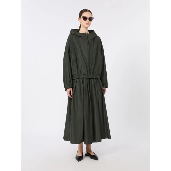 Max Mara Eliseo Water-Repellent Taffeta Hooded Jacket in Dark Green | Jackets | Coveti