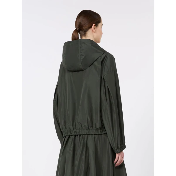 Max Mara Eliseo Water-Repellent Taffeta Hooded Jacket in Dark Green | Jackets | Coveti