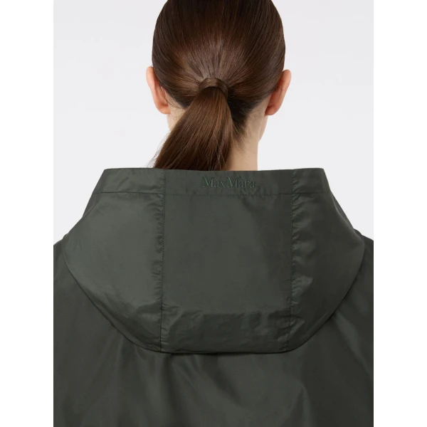 Max Mara Eliseo Water-Repellent Taffeta Hooded Jacket in Dark Green | Jackets | Coveti