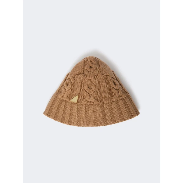 Max Mara Elleni Wool Knit Bucket Hat in Hazelnut Brown | Hats | Coveti
