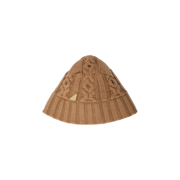 Max Mara Elleni Wool Knit Bucket Hat in Hazelnut Brown | Hats | Coveti