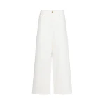 Max Mara Ellisse Cotton Bull Wide-Leg Trousers in White | Wide leg pants | Coveti