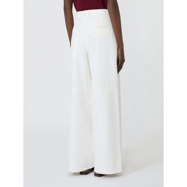 Max Mara Ellisse Cotton Bull Wide-Leg Trousers in White | Wide leg pants | Coveti