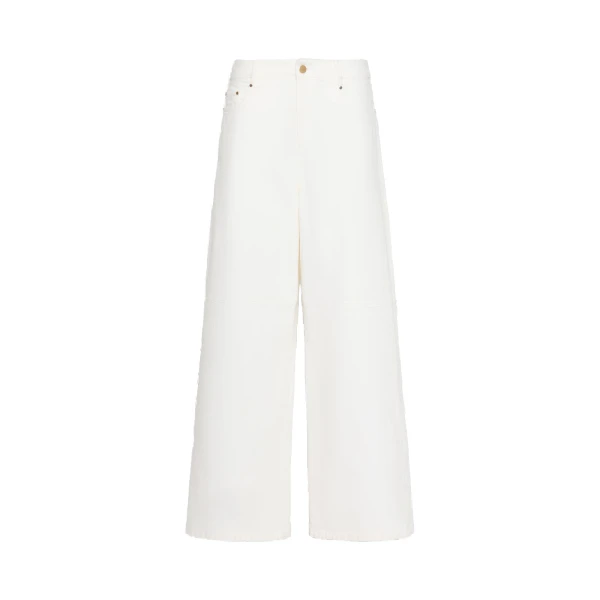 Max Mara Ellisse Cotton Bull Wide-Leg Trousers in White | Wide leg pants | Coveti