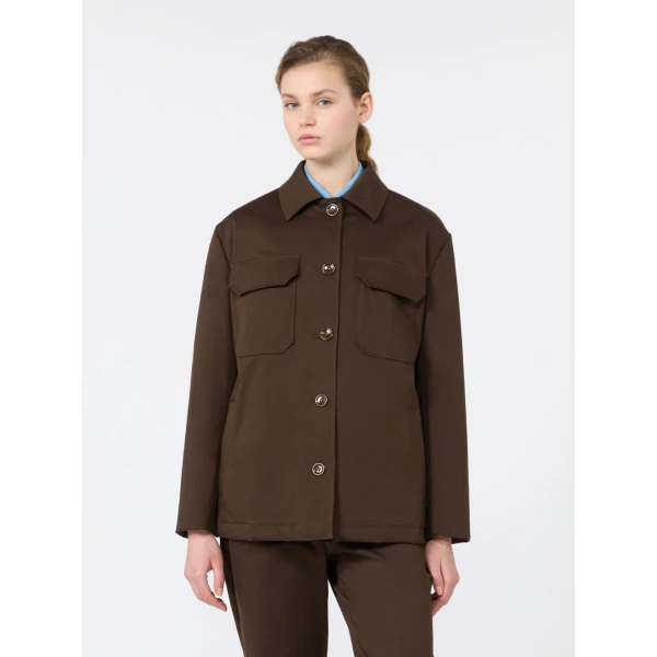 Max Mara Elmo Cotton Satin Short Jacket in Brown | Blazers | Coveti