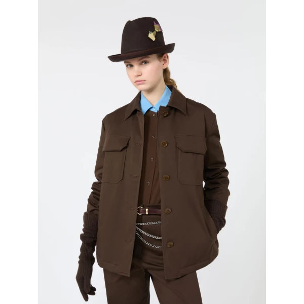 Max Mara Elmo Cotton Satin Short Jacket in Brown | Blazers | Coveti