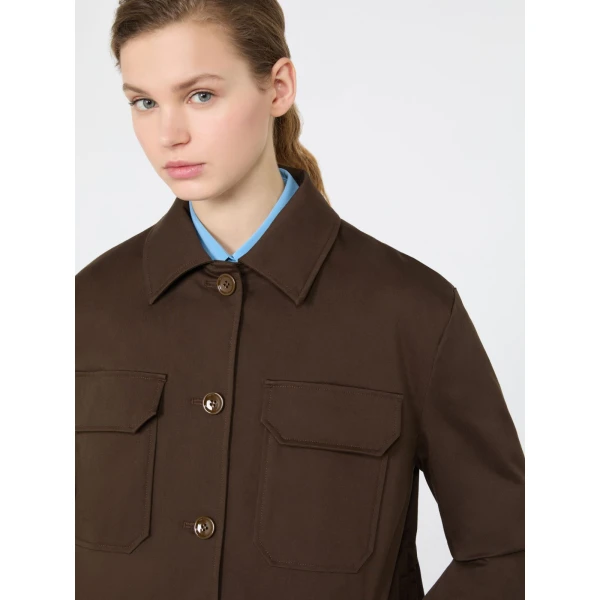 Max Mara Elmo Cotton Satin Short Jacket in Brown | Blazers | Coveti