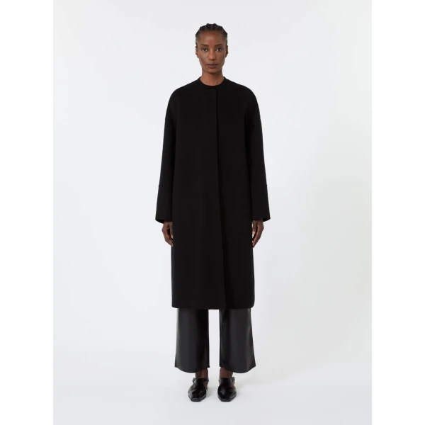 Max Mara Elodia Double Wool Broadcloth Coat in Black | Wool Coat | Coveti