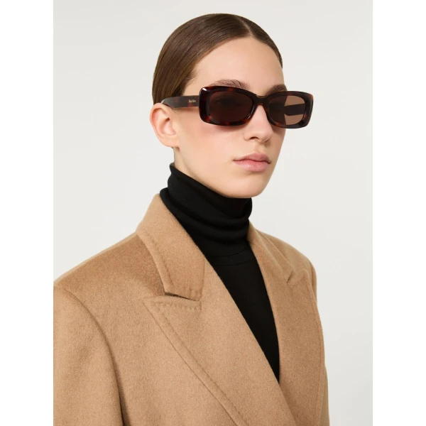 Max Mara Elodia Rectangular Sunglasses in Tawny Bronze Brown | Sunglasses | Coveti