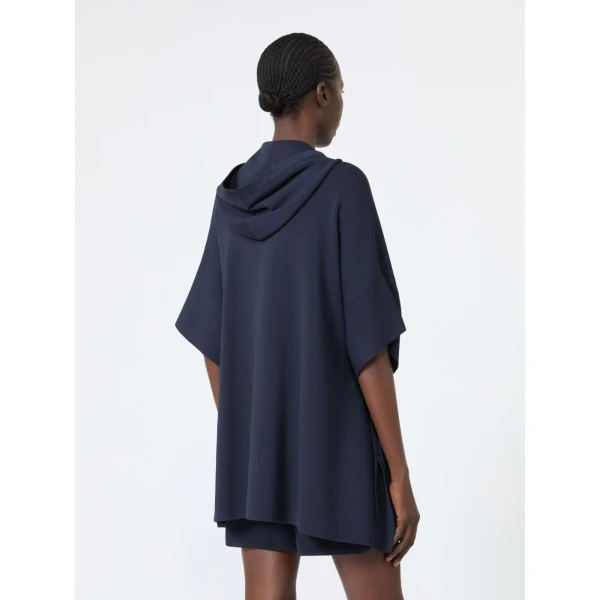Max Mara Elogio Viscose Crepe Hooded Cardigan in Ultramarine | Cardigan | Coveti