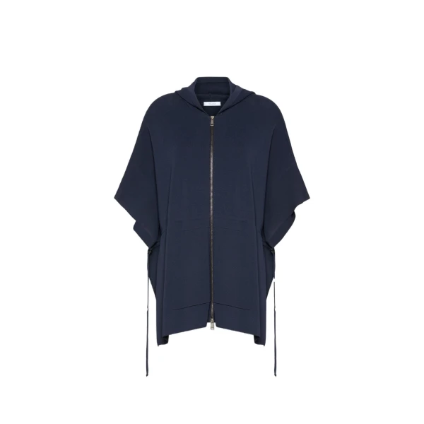 Max Mara Elogio Viscose Crepe Hooded Cardigan in Ultramarine | Cardigan | Coveti