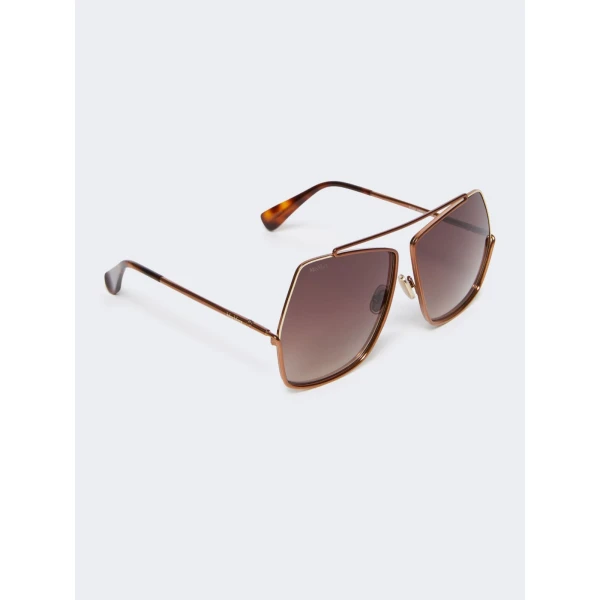 Max Mara Elsa Geometric Sunglasses in Camel | Sunglasses | Coveti