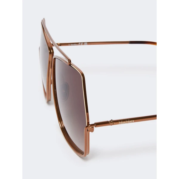 Max Mara Elsa Geometric Sunglasses in Camel | Sunglasses | Coveti