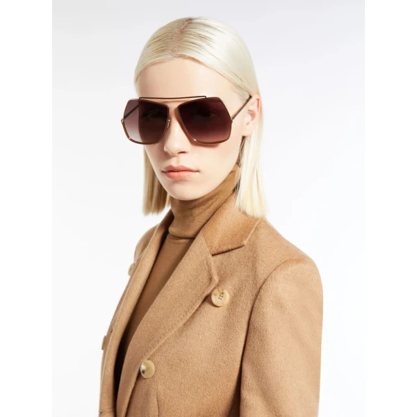 Max Mara Elsa Geometric Sunglasses in Camel | Sunglasses | Coveti