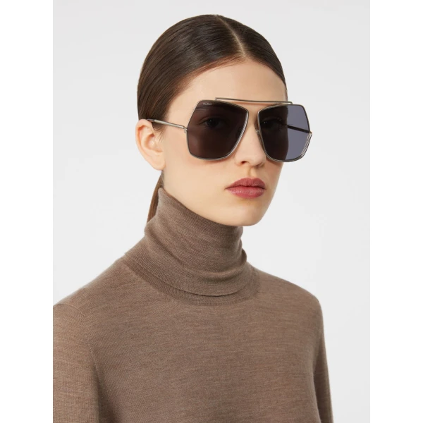 Max Mara Elsa Geometric Sunglasses in Pink | Sunglasses | Coveti