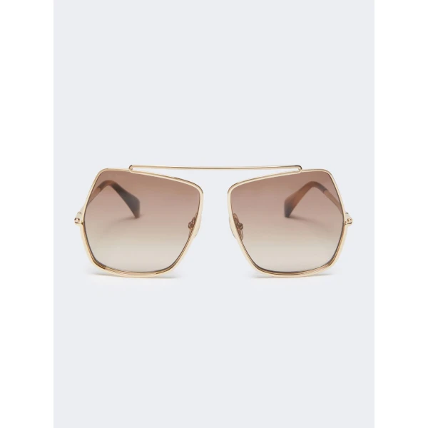 Max Mara Elsapetite Geometric Sunglasses in Brown | Sunglasses | Coveti