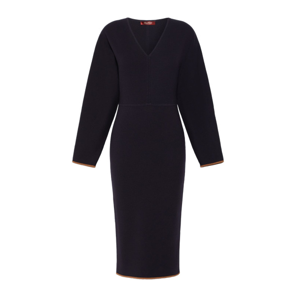 Emiro Stretch Viscose Knit Midi Dress in Midnight Blue