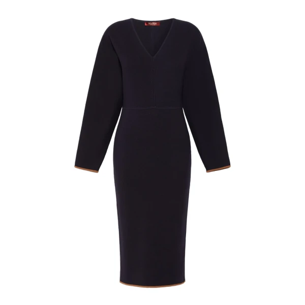Emiro Stretch Viscose Knit Midi Dress in Midnight Blue